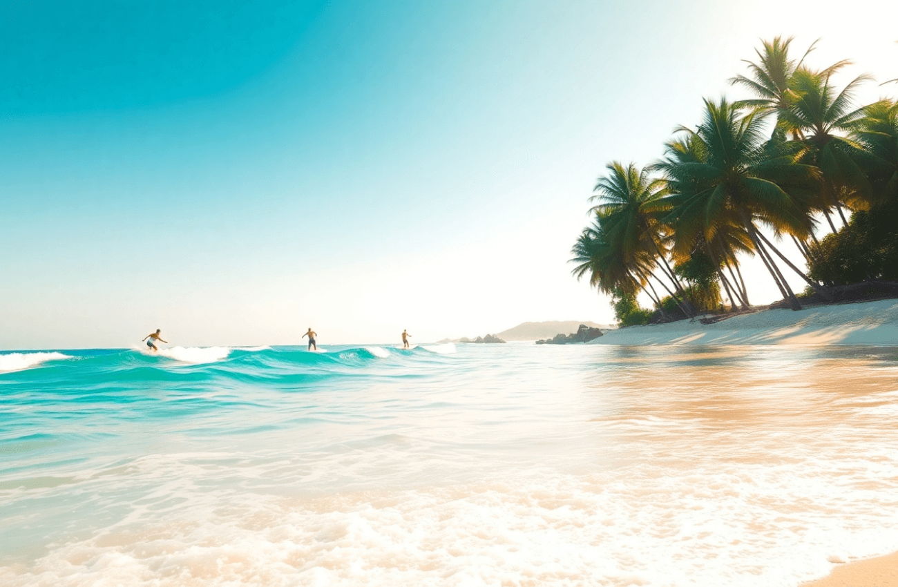 The beautiful shoreline of Kata, a perfect location for surfing