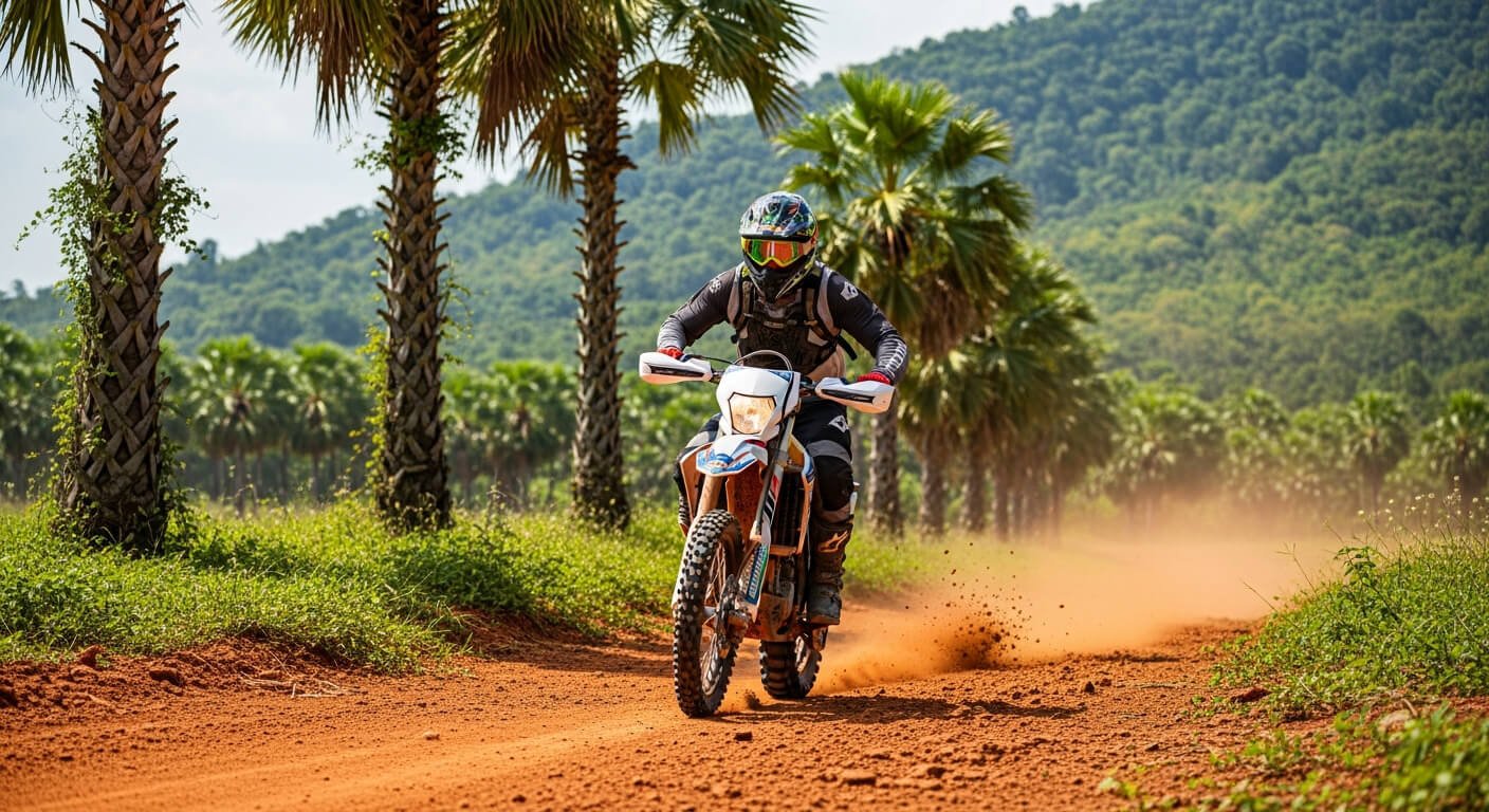 Enduro rental rider riding an enduro motorcycle